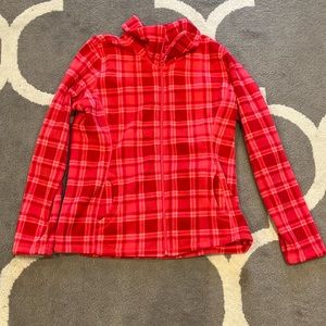 Old Navy pink plaid Fleece Zip Up